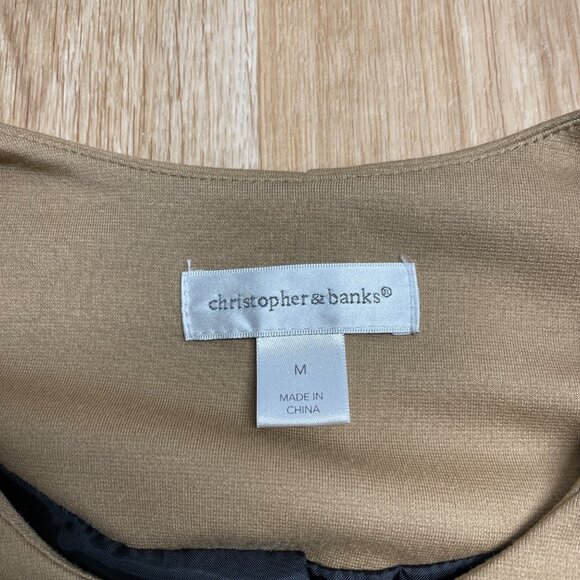 CHRISTOPHER & BANKS JACKET FULL ZIP BUSINESS CASUAL TAN BLACK NEUTRAL SIZE M - Picture 5 of 9